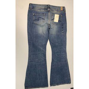 Maurices Womens Juniors Size 9 10 Ani Flare Double Button Jeans y2k Blue